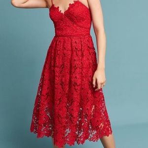 Anthropologie Donna Morgan Red Lace Dress